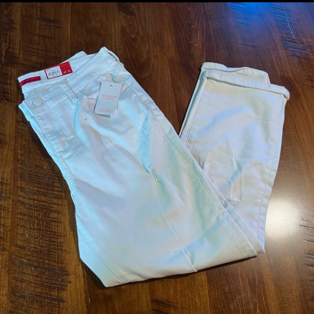 Jennifer Lopez White Flawless Sculpt Curvy Ripped Capris